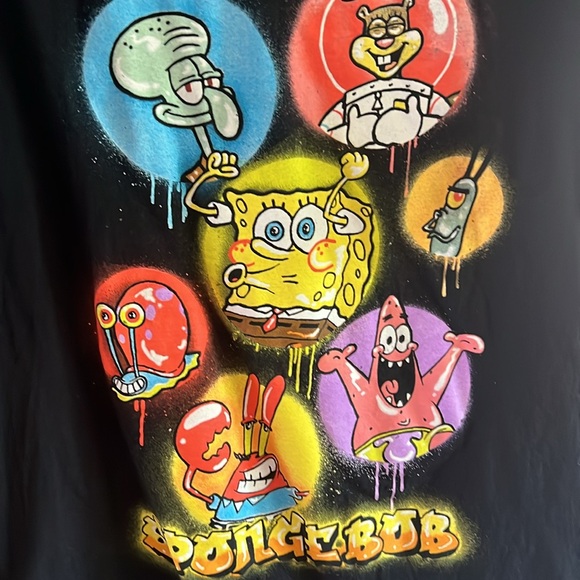 Nickelodeon SpongeBob screen print black cotton tshirt short sleeves size Large - Picture 6 of 9